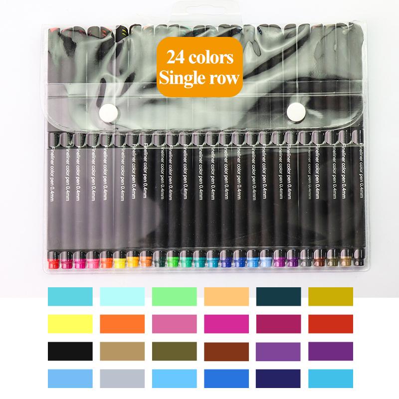 Цветная ручка 0,4 мм на водной основе, игольчатая ручка 12/24/60 цветов, ручка-крючок, тонкие ручки, художественная гелевая ручка для рисования