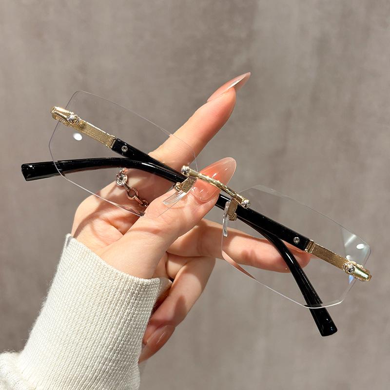 New Frameless Fashion Photochromic Anti-Blue Light Glasses with European and American Cut-Edge Design