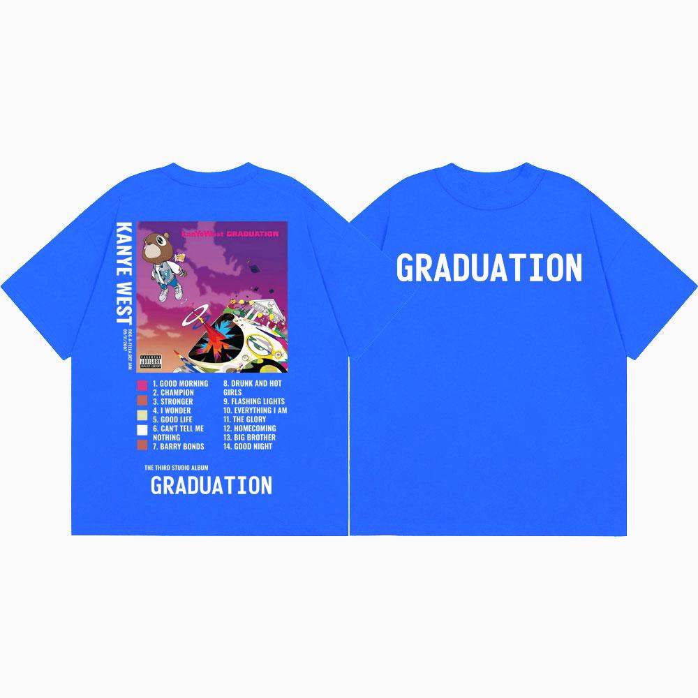 Rapper Kanye West Graduation Album Poster Graphic T Shirts Hip Hop Fashion Short Sleeve Tshirt Unisex Unisex Casual Loose Tshirts
