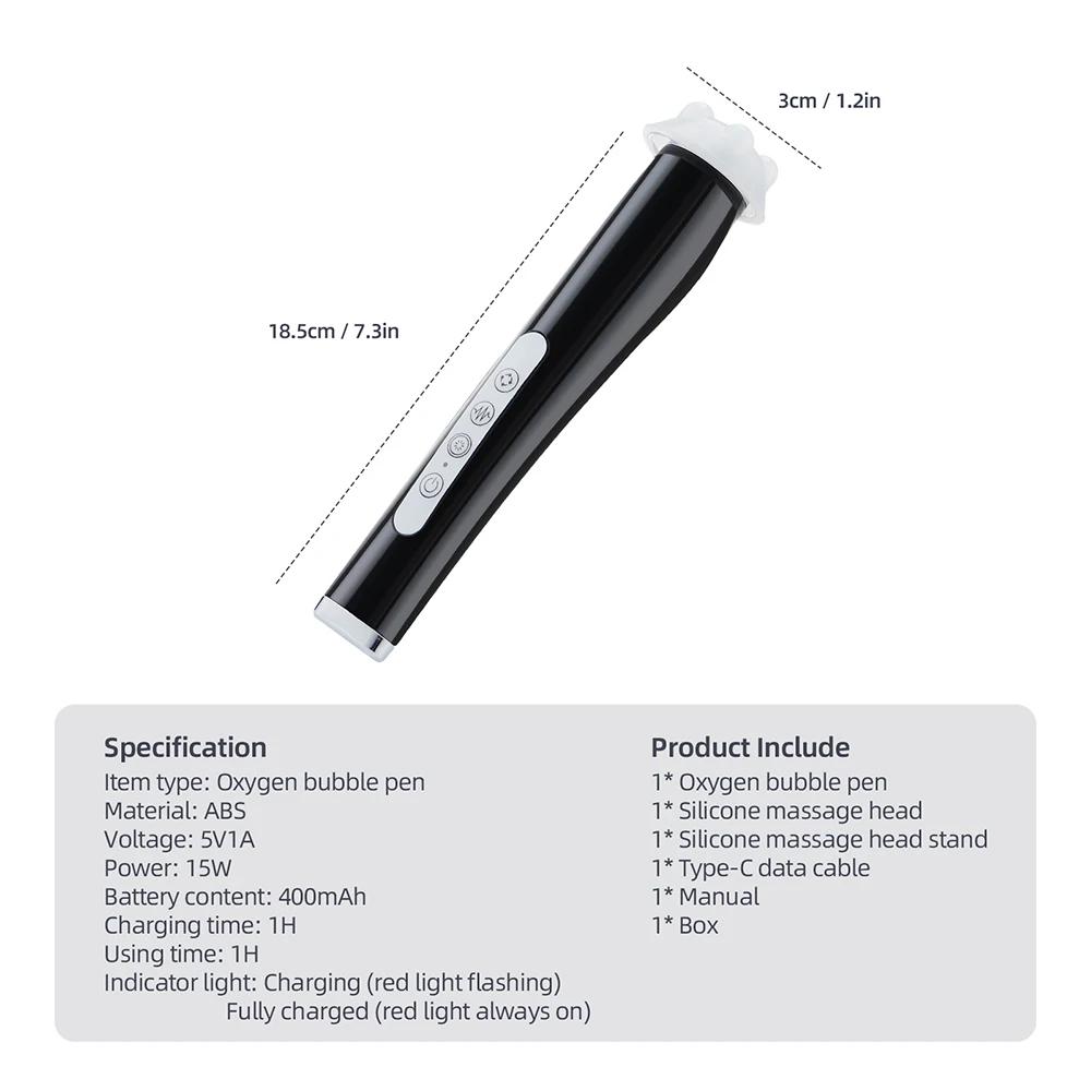 Portable CO2 Oxygen Bubble Pen Facial Device - Vibration Cleansing, Hydration, Serum Absorption & Skin Rejuvenation SPA Tool