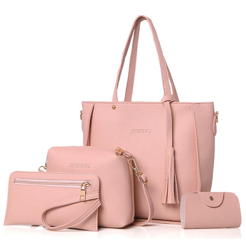 Новая сумка для мамы и ребенка с узором личи, набор из четырех предметов, сумка-ведро, сумка на плечо с бахромой, женская сумка, большая сумка, сумка-мессенджер