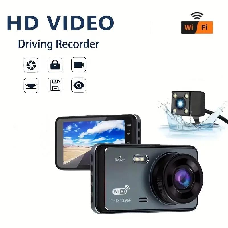 4-Inch HD Dual-Lens Touchscreen WiFi Car Dashcam