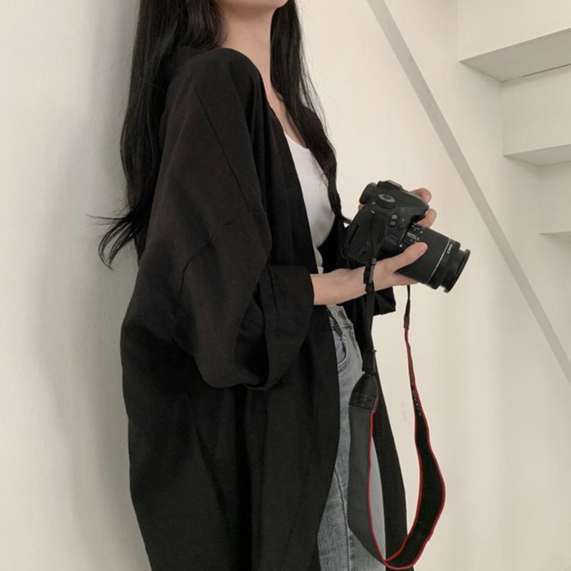 European & American Summer Women's Sun Protection Cardigan - Lightweight, Loose, 7-Sleeve, Mid-Length Coat