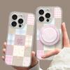 Plaid Floral Magnetic Suction Bracket Suitable for Apple 16promax Mobile Phone Case Iphone15 Transparent 14 Silicone 13 Women