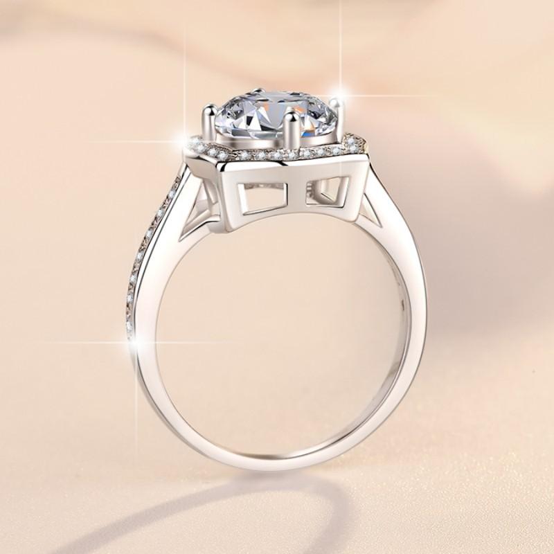 Кольцо с муассанитом цвета S925, женское кольцо из стерлингового серебра 925 пробы, кольцо 1/2 карата, обручальное кольцо с бриллиантом, обручальное кольцо, подарок для подруги