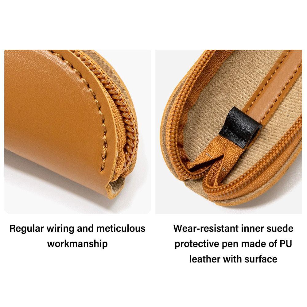 PU Leather Pen Bag Solid Color Stationery Storage Bag Portable Pen Protective Bag  Business
