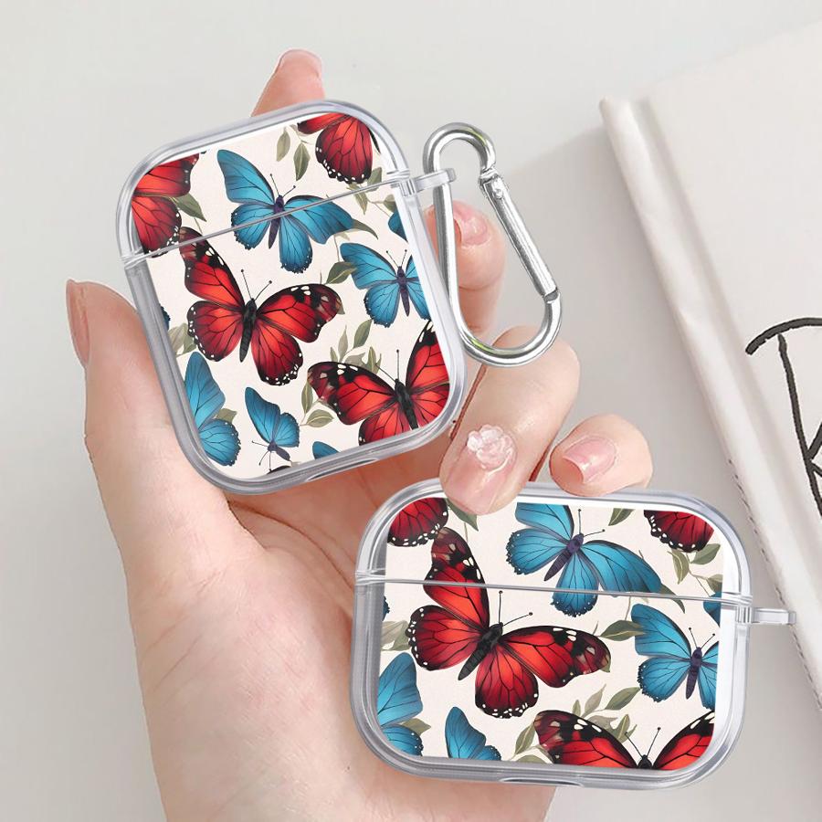 Case For Airpods 4 Pro3 2 1 Pro2 3 Pro Clear Earphone Cases Cover Colorful Butterfly