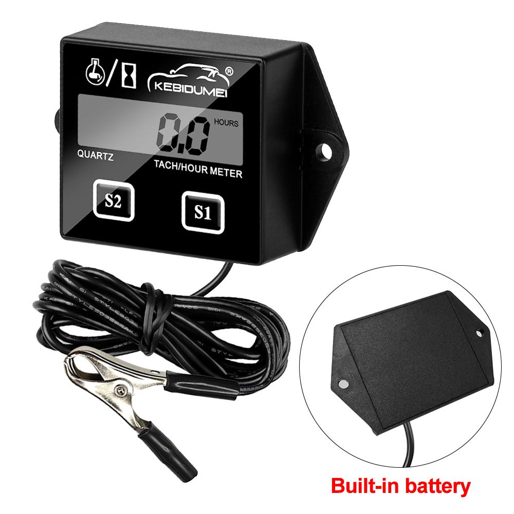 Цифровой тахометр двигателя Kebidumei, счетчик моточасов с зажимом, водонепроницаемый ЖК-дисплей RPM для мотоцикла, двигателя лодки