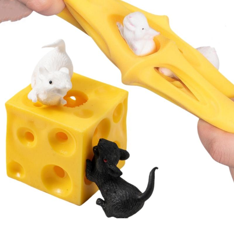 1/3Pcs Mouse Drill Cheese Finger Anti Pressure Toy Elastic Stretch Fun And Relaxation Stress Relieving Suitable For Office/Study