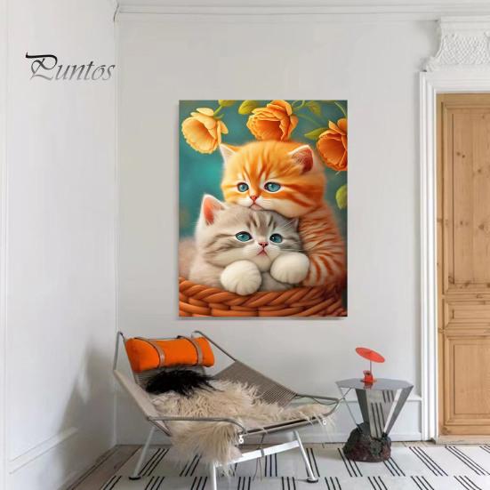 1 набор мультяшных кошек, картины из стразов с инструментами для дрели на холсте, 5D, набор для самостоятельного изготовления поделок из стразов, художественный рисунок, набор для украшения, для начинающих, взрослых и детей