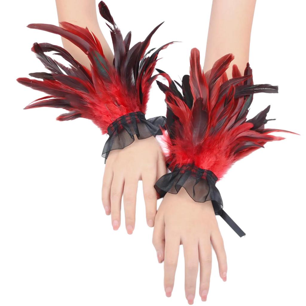 Ethnic Hand Cuffs Vintage 1920s Flapper Women Arm Covers Cosplay Costume Accessory Feathered Arm Sleeves Party Supply