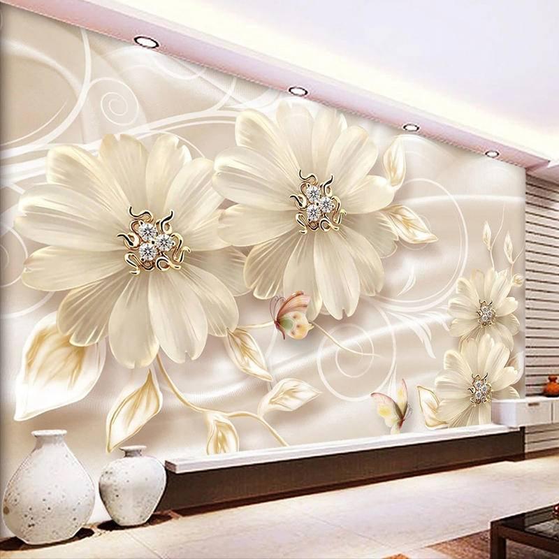 3D тисненая фотообои в европейском стиле, роскошные ювелирные изделия, цветочные обои, спальня, гостиная, диван, фон, стена, домашний декор