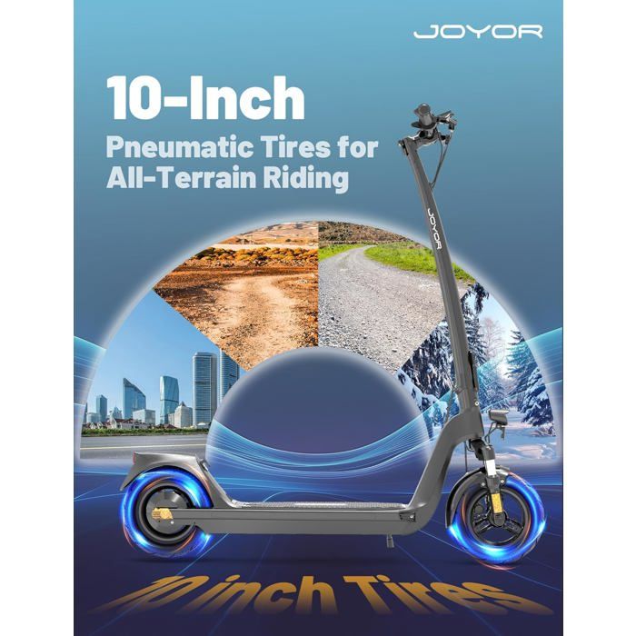 JOYOR C10E - Складной электросамокат - ABE - Двигатель 500 Вт - Аккумулятор 48 В 10,4 Ач - Макс. 20 км/ч - 10-дюймовые колеса - Черный