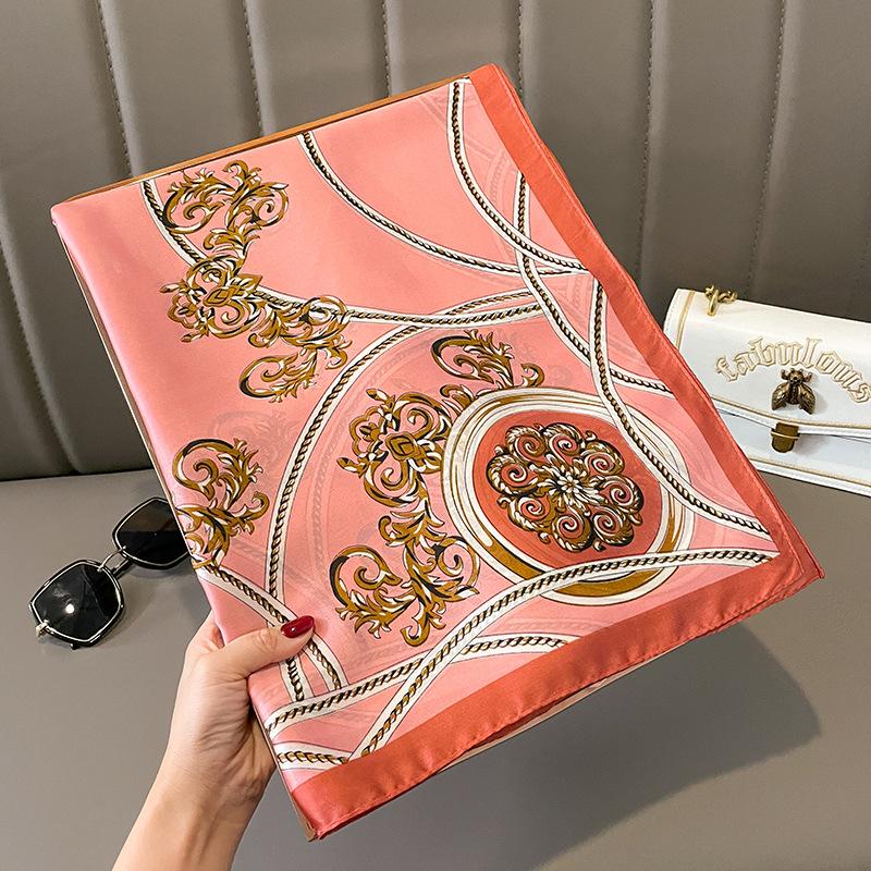 Spring Autumn Warm Sunscreen Silk Scarf Female Flower Print Shawl