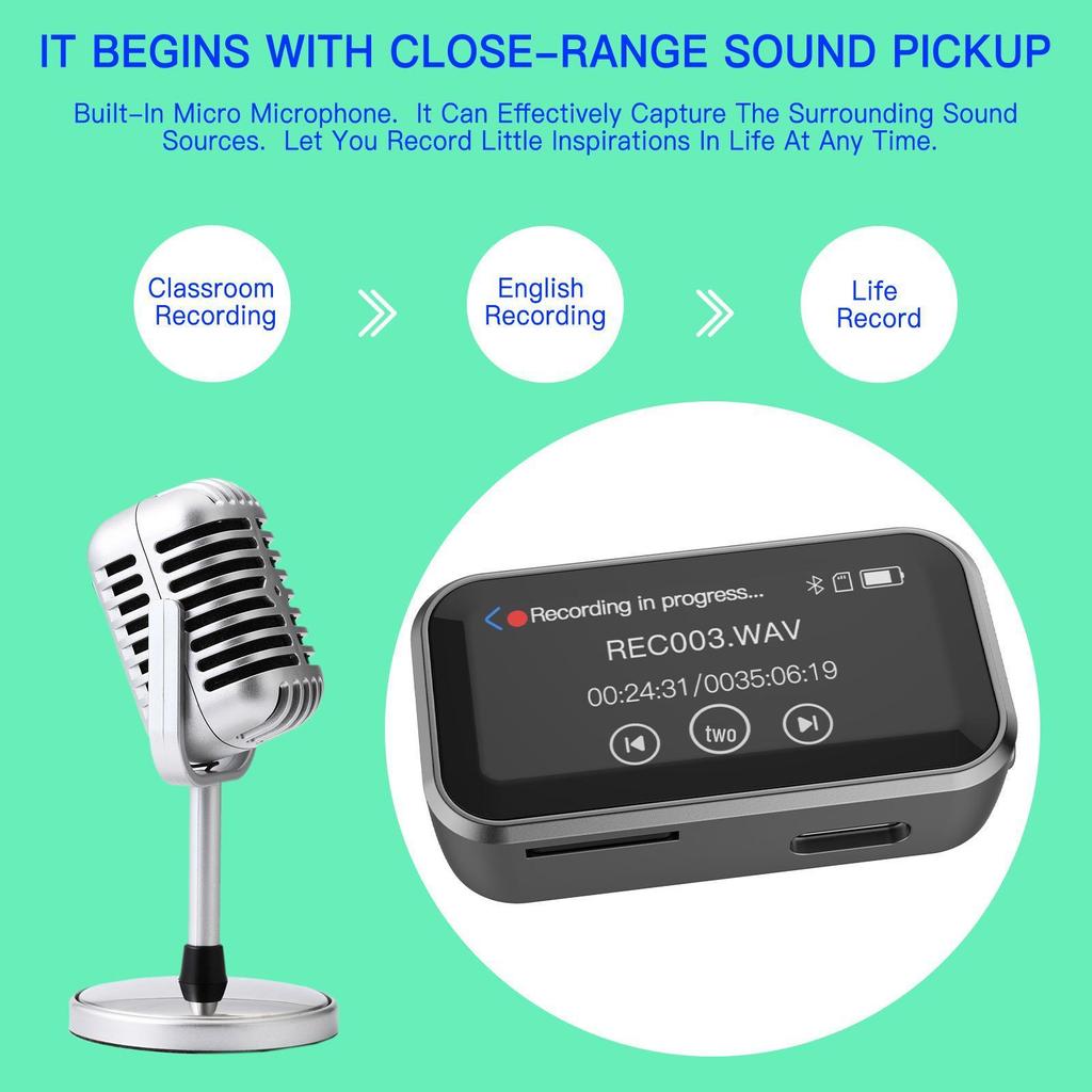 Мини MP3-плеер Bluetooth, электронная книга и диктофон с динамиком и FM-радио