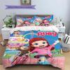 Cartoon Girl Doll Bear Amusement Park Print 3‑Pieces Duvet Cover Set Anime Bedding Without Pillow Core or Comforter