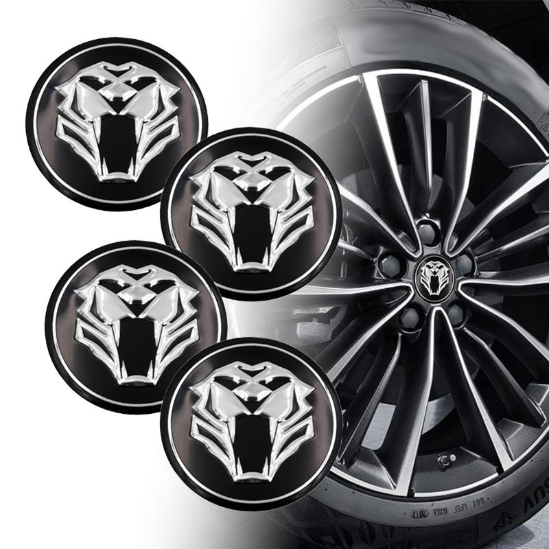 4pcs/set Upgrade Your Ride with 3D Tiger Panther Lion Head Car Wheel Center Hub Cap Emblem Stickers Cover - 2.2 Inch