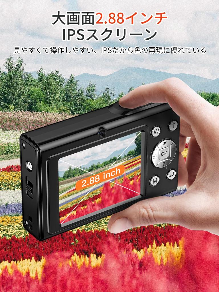 Moledro 4K Digital Camera, 50MP, Flashlight Function, Dual Cameras, 128GB Micro SD Card, 16x Digital Zoom, Image Stabilization, Face Detection,