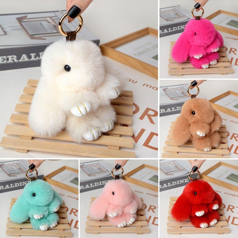 Artificial Rabbit Fur Rabbit  Key Chain Pompon Bag Pendant Cute Bunny Keychain  Gifts