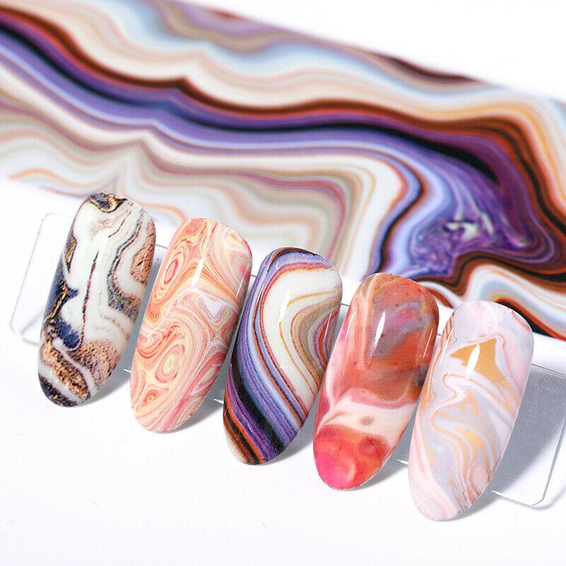 Наклейки для ногтей из фольги, красочные наклейки для дизайна ногтей «сделай сам», наклейки для декора, мраморный цветок, 10 шт., изысканные