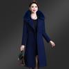 Women's Large Slim Fit Double-Breasted Wool Coat - Medium-Length, Knee-Length, Woolen Collar, High-End Design
