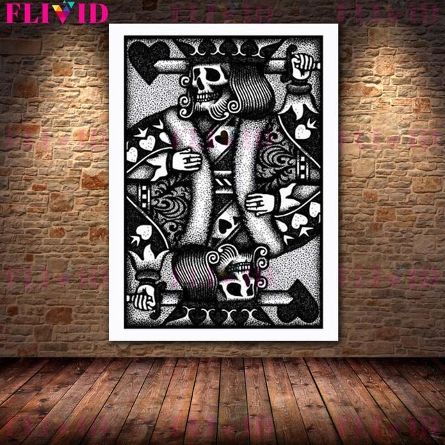 Готический Забавный Скелет Любовь Скандинавский Плакат Покерная Карта Гостиная Настенная Живопись Художественная Картина Маслом