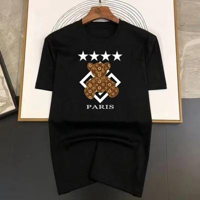Новый люксовый бренд Bear для мужчин и женщин Базовая хлопковая футболка Летняя с круглым вырезом Модная Повседневная с коротким рукавом