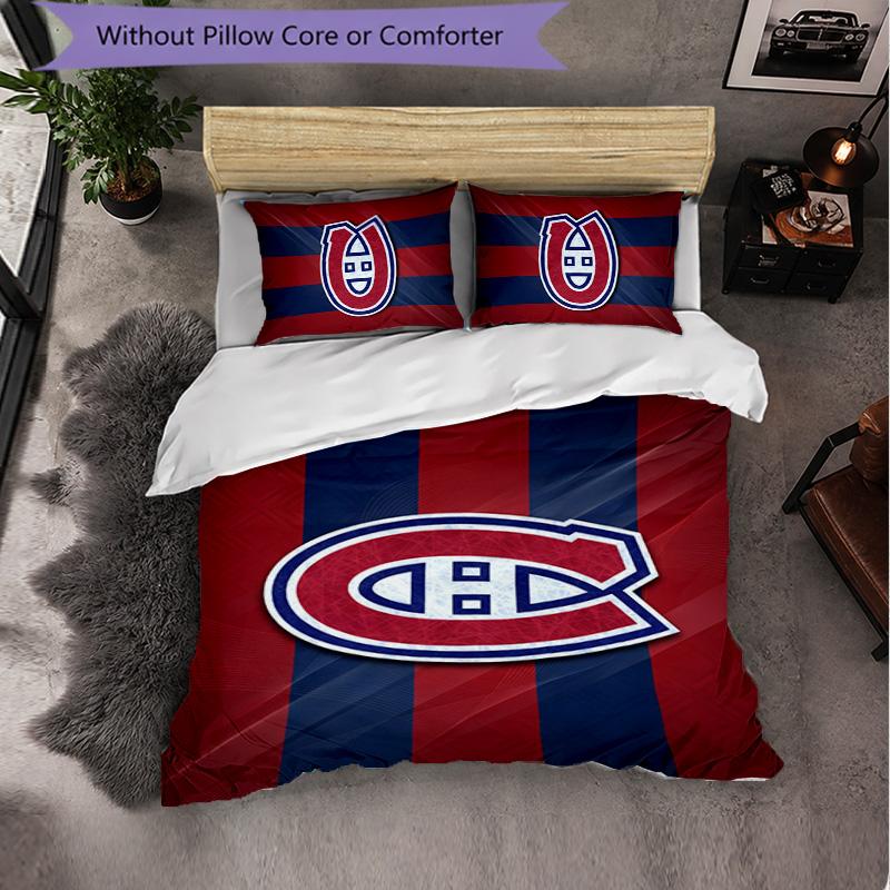 Montreal Canadiens Pattern Microfiber 3Pcs Bedding Set Decor Duvet Cover Set For Bedroom Home Use