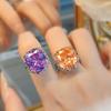 Легкая роскошь кольцо Papalacha огранки «Ледяной цветок» инкрустированное фиолетовым литием и высокоуглеродистым бриллиантом, открытое, милое, модное, ретро, темпераментное, женское