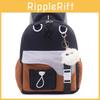 Childrens Color Blocked Backpack With Plush Pendant For Kids