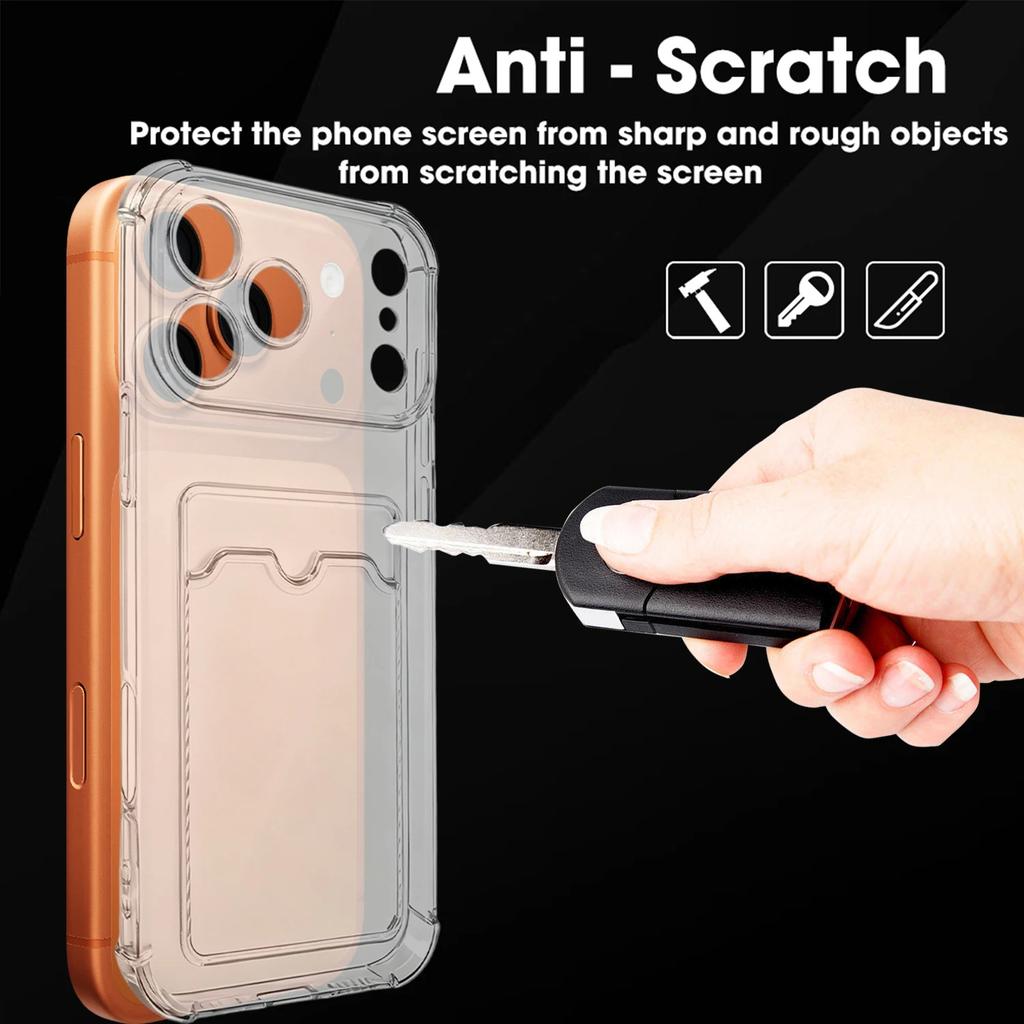 Чехол для iPhone 17 с держателем для карт, тонкий, легкий, прозрачный, с слотом для кредитной карты, для iPhone 17 Pro Max