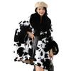 Medium-length Faux Otter Rabbit Hair Collar Cape Shawl Women's Loose Bat Sleeve Printed Cardigan Large Size Tweed Jacket