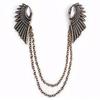 Retro Collar Clip Punk Chain Tassel Blouse Shirt Angel Wing Tips Pin Brooch MIT