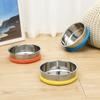 Pet Stainless Steel Food Bowl Non-slip Dog Food Bowl Cat Drinking Bowl Silicone Anti-slip Bottom Small Dog Bowl Anti-tip