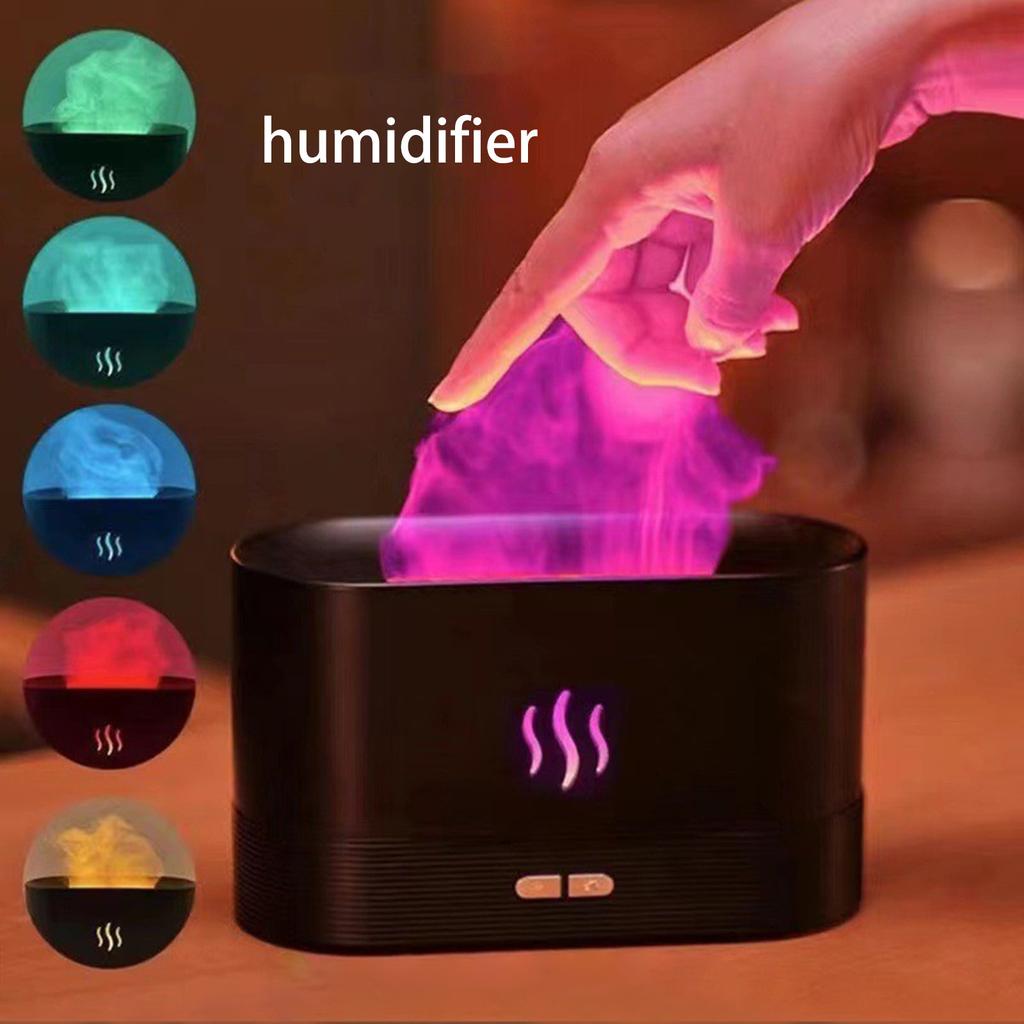 Colorful Flame Aroma Diffuser Humidifier, Upgraded 7 Flame Colors Noiseless Oil Diffuser For Home,Yoga With Auto-Off Protecting 180mL