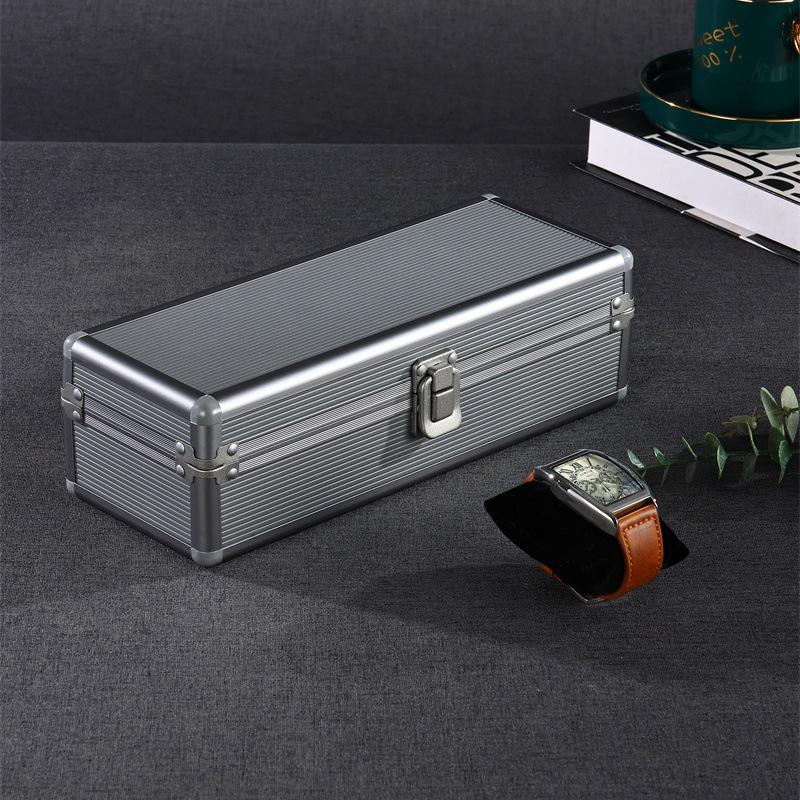 Многофункциональная коробка для часов и ювелирных изделий из алюминиевого сплава «Дымчато-серый» с прозрачной крышкой
