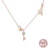 Romantic 925 Sterling Silver Key Lock To Heart Pendant Necklaces Women Gold Color Necklace Sterling Silver Jewelry