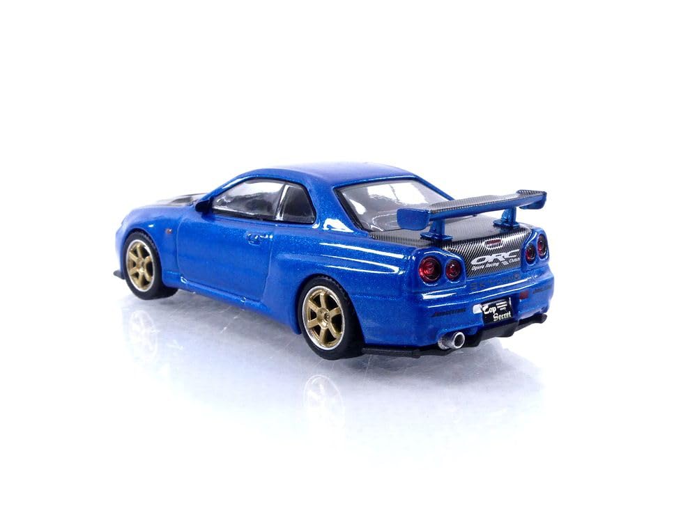 TrueScale Miniatures MINI GT Nissan Skyline R34 Top Secret Bayside Blue Готовая модель 1/64 GT-R (Правый руль)