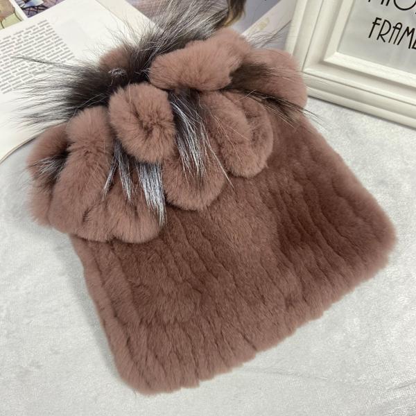 Пушистая зимняя шапка из натурального меха, теплая шапка из натурального меха кролика Рекс, женская вязаная шапка из 100% натурального меха