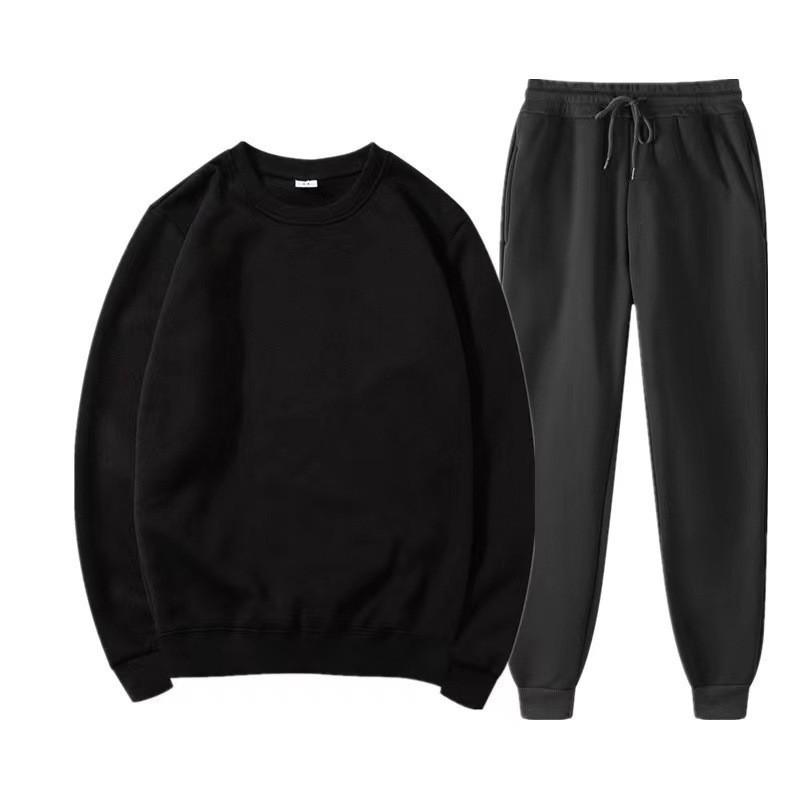 Unisex Casual Sportswear Set: Long Sleeve Round Neck Hoodie Full-Length Pants Lightweight Comfort Fit