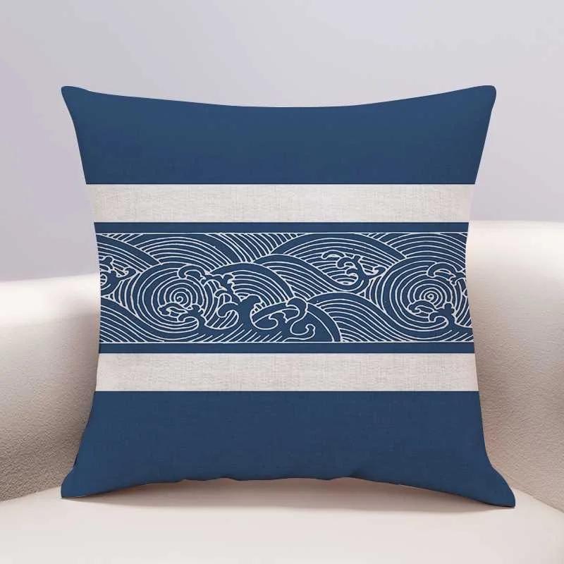 Chinese Wave Pillowcase Sofa Living Room Cushion Cover Bedhead Bedroom Pillow Cover Home Decoration