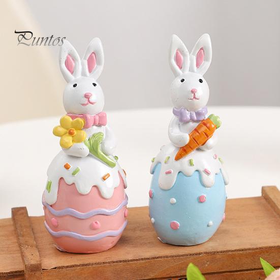 Статуэтка пасхального кролика, резиновые фигурки кроликов с цветком/яйцом/морковкой, настольные украшения для домашнего офиса, фермерского дома, весенний декор