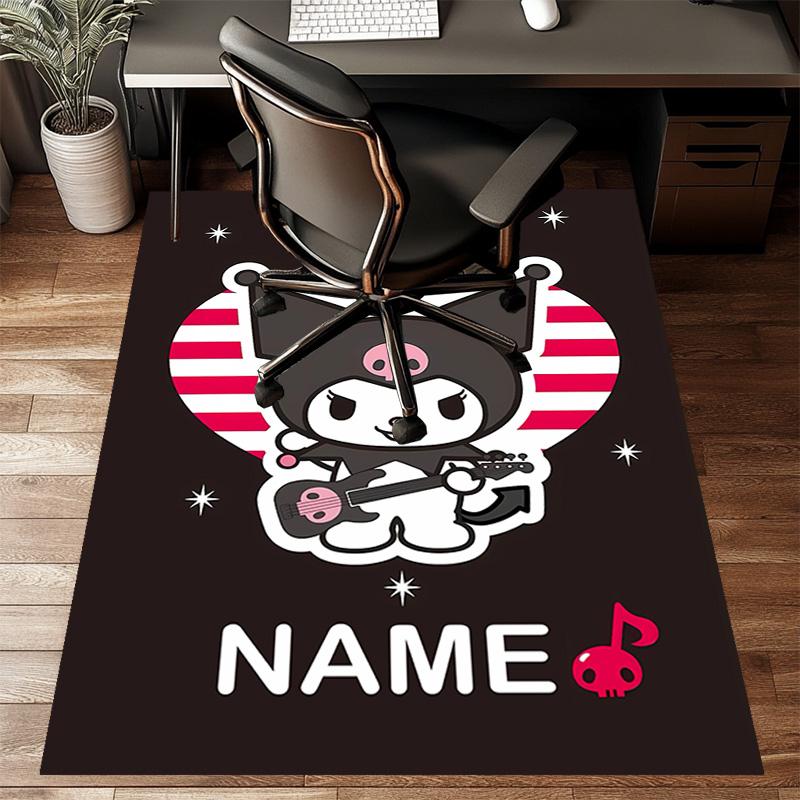 Custom Kuromi Mat Personalized Name, Polyester Washable Indoor Entryway Rug, Gift for Christmas, Easter, Thanksgiving Day