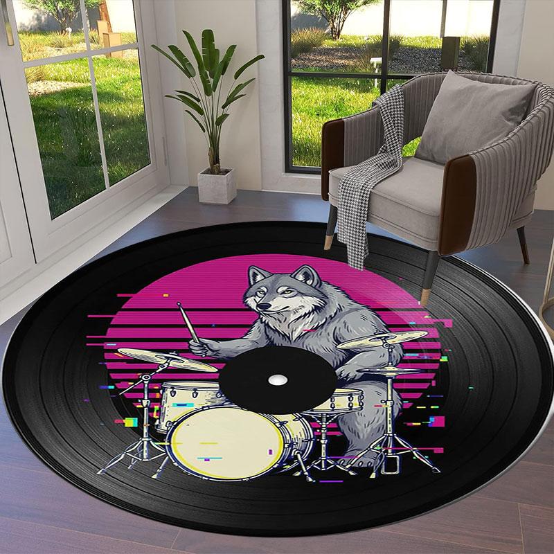 Ковер Round Area Rug с рисунком барабанов, Ковер для гостиной, спальни, дивана, игровой комнаты, Нескользящий коврик для пола