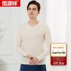 Hengyuanxiang Men's V-Neck Long Sleeve Pure Cashmere Sweater