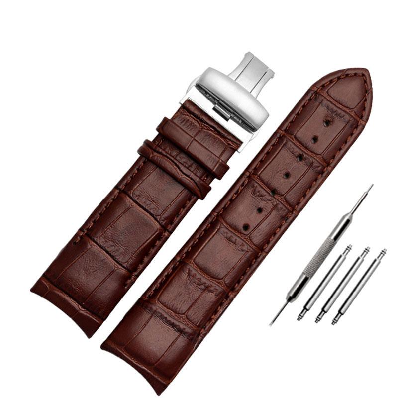 Ремешок для часов из натуральной кожи 22 мм, 23 мм, 24 мм для Tissot T035.407A T035.617A 627A, ремешок для часов, браслеты с пряжкой-бабочкой