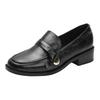 Fashion Women's Cow Leather Metal Buckle Slip On Flat Shoes 2025 High Quality Comfortable Loafers Casual Versatile Daily Famale Shoes