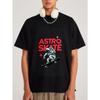 Astro Skate T Shirt White Astronaut Riding Skateboard with Red Text and Stars Graphic Streetwear Casual Wear for Men and Women