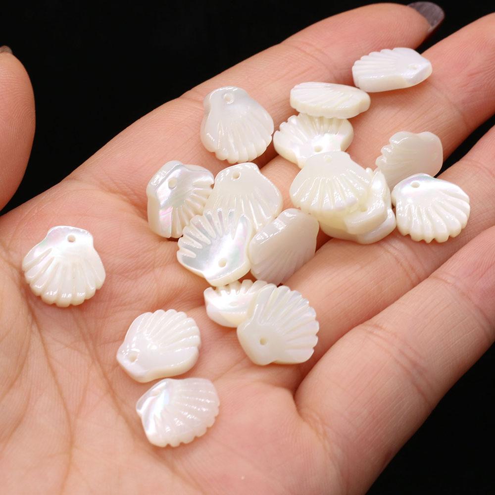 5Pcs, White Natural Shell Pendant, Fashion Sector-Shaped Charms For Jewelry Making DIY Necklace Earrings Accessory, Mardi Gras Valentine's Day Craft