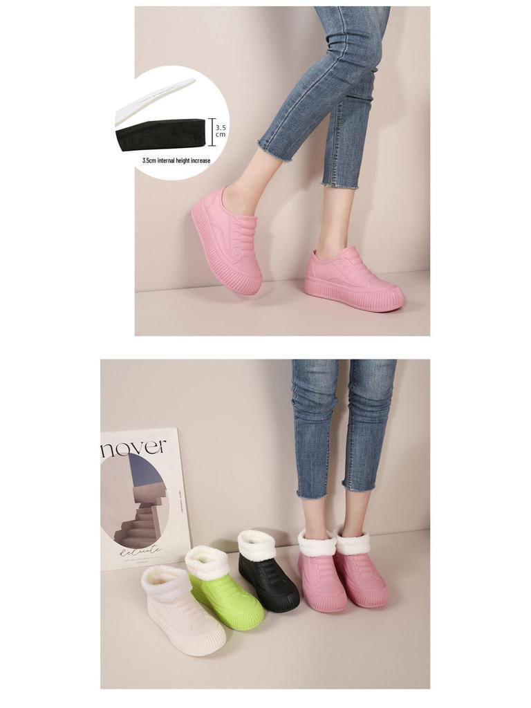 Women's Waterproof Non-Slip Hidden Heel Rain Boots - Fashionable Slip-On Short Tube Shoes